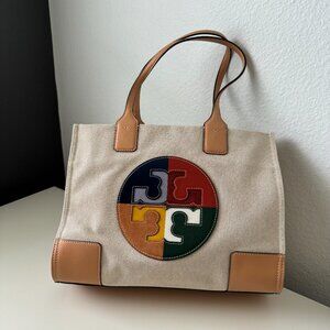 Tory Burch Ella Color Block Logo Small Tote NWOT